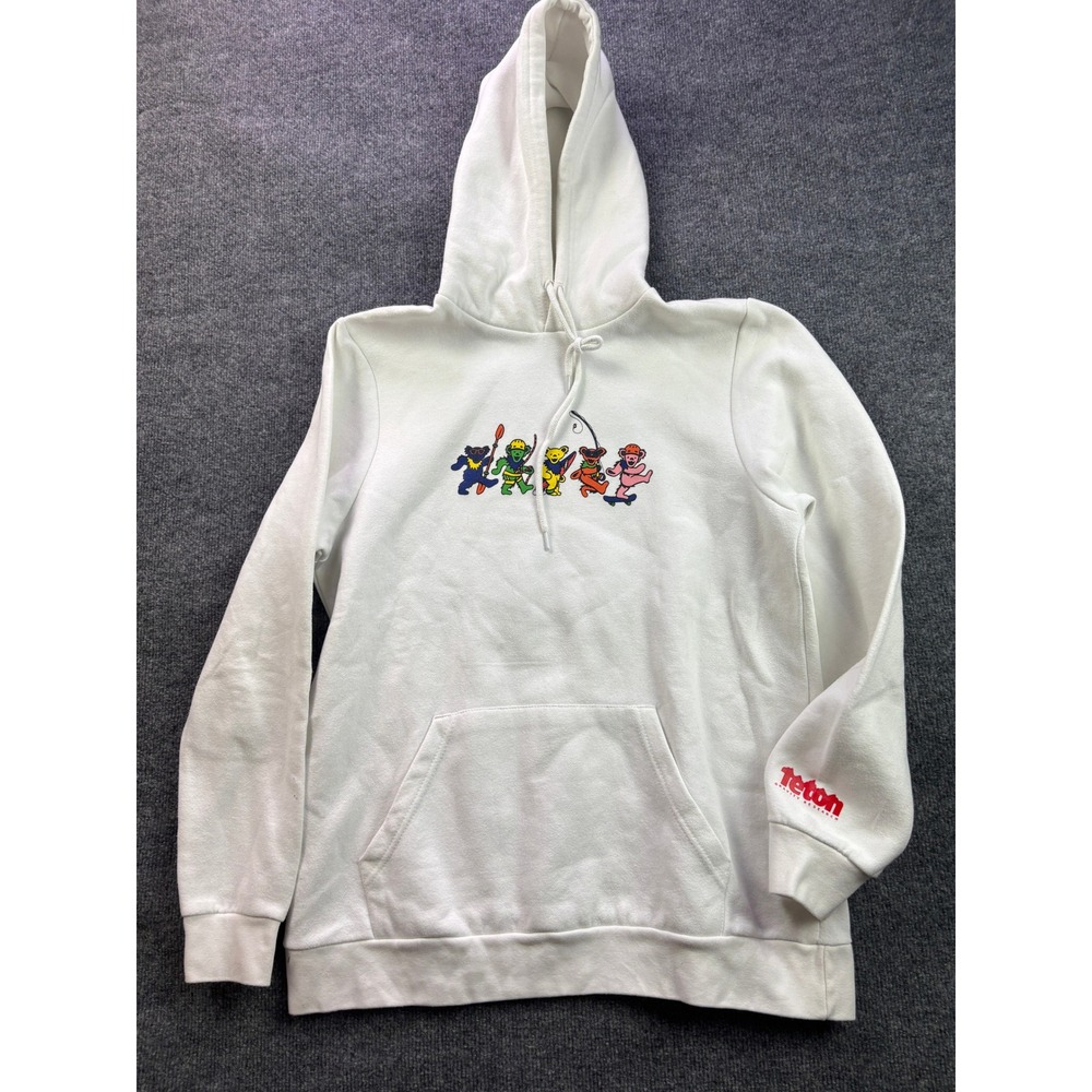 Teton Gravity Research Grateful Dead Hoodie Mens L White Dancing Bears Pullover